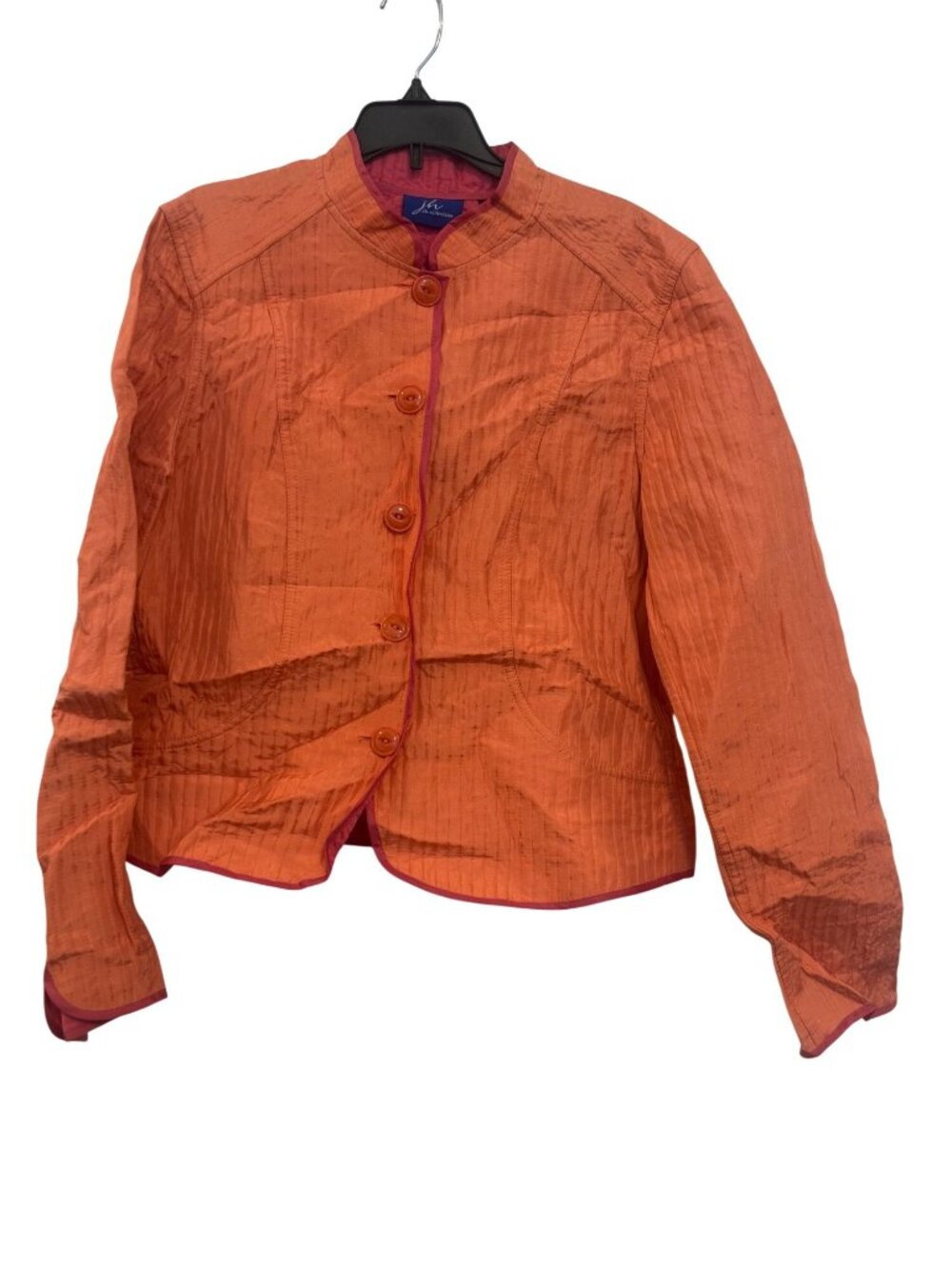 J.H. Collectibles Womens Mandarin Collar Orange Silk Jacket Size L